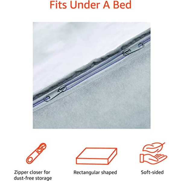 Oppbevaringspose under seng med glidelås og gjennomsiktig vinyltopp, 1-Pa