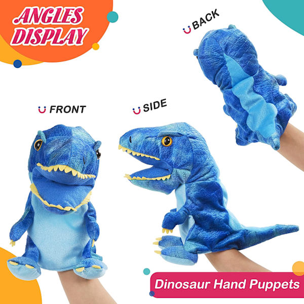 Plysj Dinosaur Hånddukke med Fungerende Munn for Fantasifull C