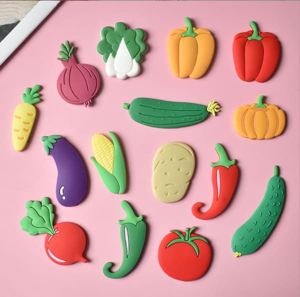 Set med 15 kylskåpsmagneter - fruktmotiv - whiteboard - barn -