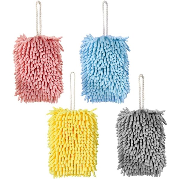 Handduk - Mjuk och fluffig mikrofiberhandduk Superabsorberande Snabbtorkande handdukar för kök och badrum (4 färger, gul, rosa, blå, grå)