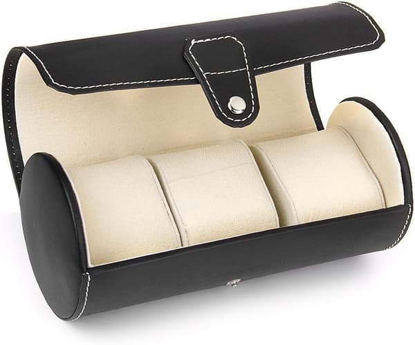Klockdisplaybox Organizer, PU Display Förvaringslåda med 3 Fack