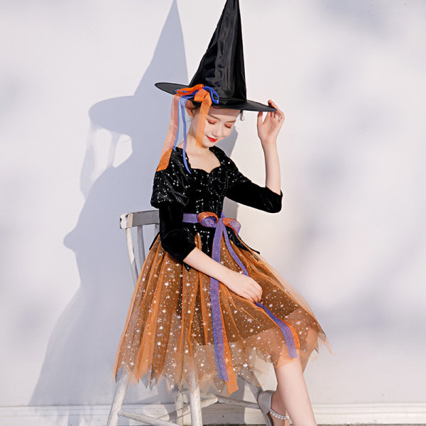 Pige heks dress up performance dragt Halloween børn witc