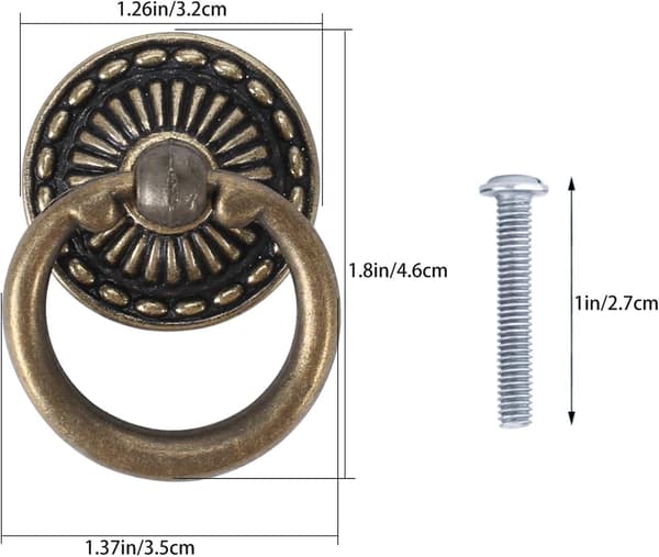 6 st möbelknoppar ring skåphandtag vintage skåpknoppar låda