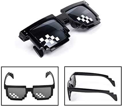 (2-PACK)Blå Pixel Glasögon Pixelerade Solglasögon Unisex Leksak