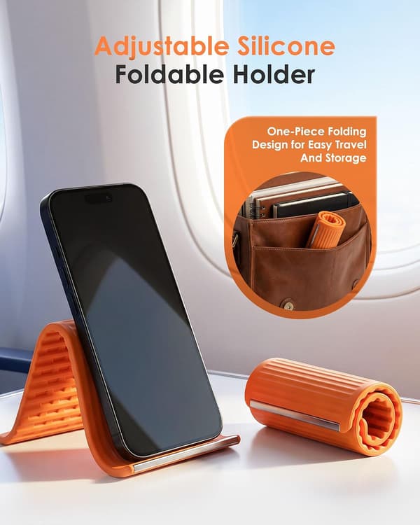 Fleksibel silikontelefonholder | Sammenleggbart mobiltelefonstativ for skrivebord, seng, kontor