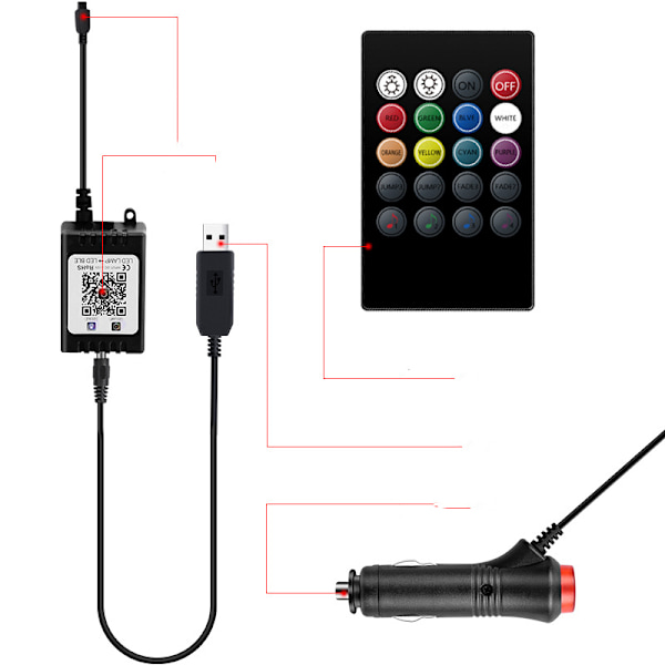 Auton tunnelmavalo USB RGB kaukosäätimellä koristevalo DIY