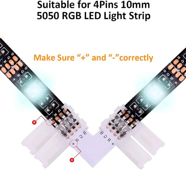 LED-stik, inklusive 14 L-formede stik, 4 LED-strimmelforlængere
