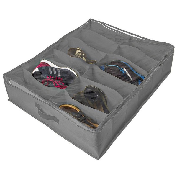 12-grid bed bottom shoe box 73*58*13cm (gray), suitable for peop