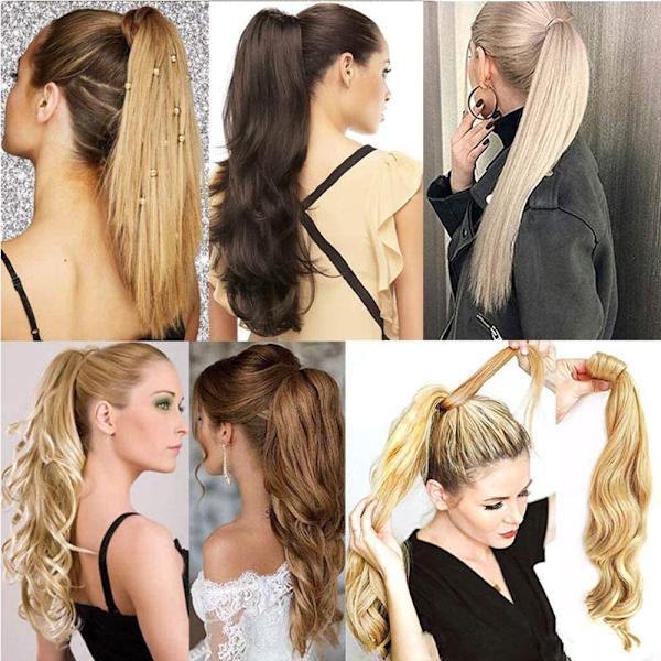One Piece Ponytail Paryk (ca. 55 cm), Bølget Krøllet Ponytail Extension