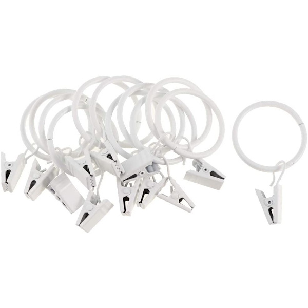 Pakke med 12 ringe med clips til gardiner, dekorativt forhæng i 68c7 Fyndiq