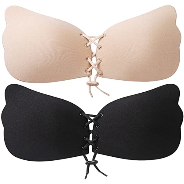 2 Piece B sticky bra, silicone strapless bra, sticky bra, self a