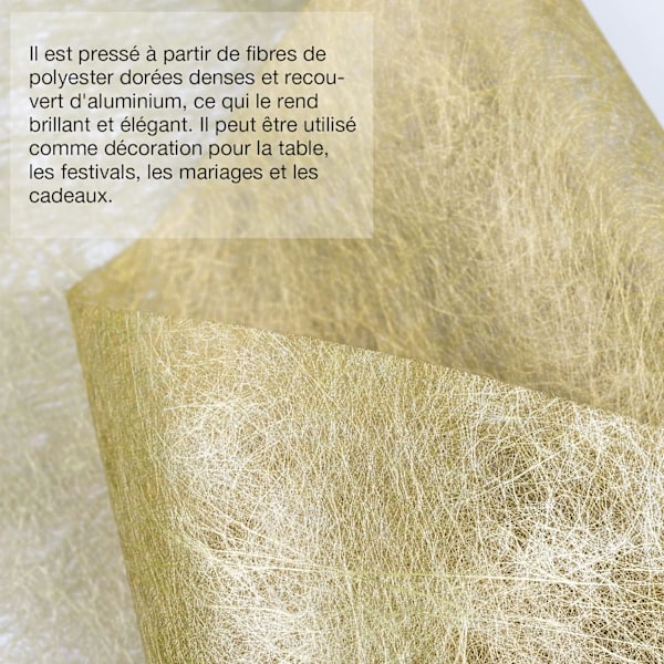 Återanvändbar dekorativ bordslöpare i non-woven-tyg, elegant bordsband, 30 cm bordsdekoration för fester, firanden (guld, 30 cm x 5 m)