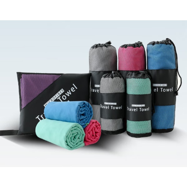 Mikrofiberhåndklæde – størrelser – kompakt, ultralet og hurtigtørrende