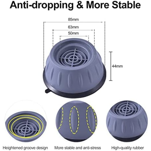 4 st tvättmaskinsfot med gummikudde, antivibrations tvättmaskinsfot för tvättmaskiner och torktumlare, antivibrations tvättmaskinsdynor