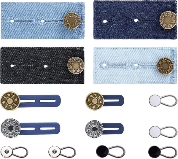 14 stk bukseutvidere knapper silikon midjeutvidere jeans B