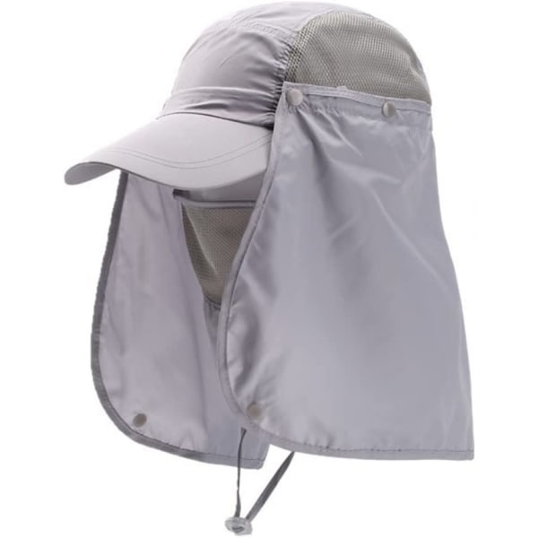 Ljusgrå solhatt för fiske, strand, bred täckning, ansikte, anti-UV-sol