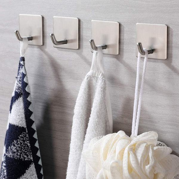 4-pack självhäftande svarta krokar, väggkrokar med stark vidhäftning