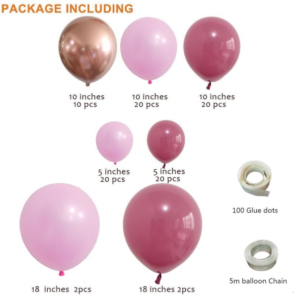 96 stk (retro rosa rød dress) helium lateks ballonger for Kid Girl W