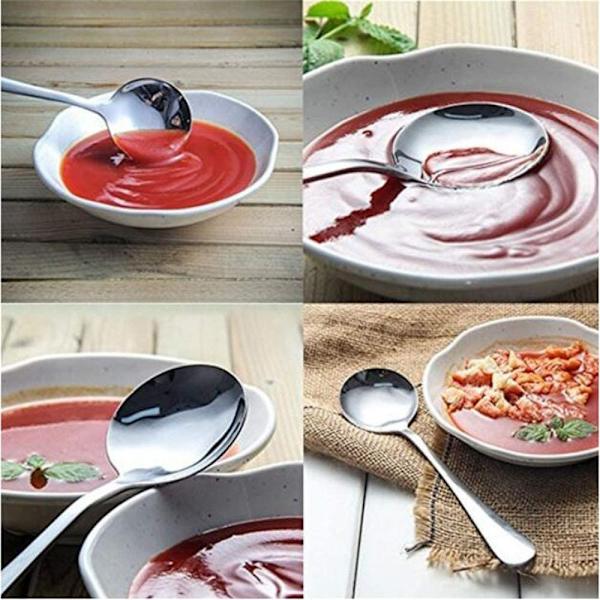 Keramiske suppe skjeer, asiatiske 6-delte japanske hvite små appe