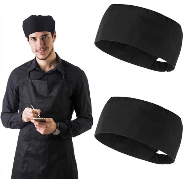 2 kpl Unisex Cook Hat Food Service Musta Chef Hat Säädettävä K