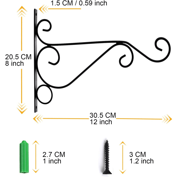 2 stk. veggmonterte plantehengere med skrueholder plantehenger La