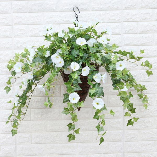 Kunstig Petunia i Rattan for Utendørs/Innendørs Bruk (white)