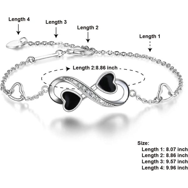 (Silver) Dam Infinity Love Armband, 925 Sterling Silver Char