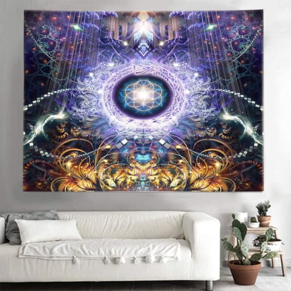 200x150cm Gobelin, Mandala Veggteppe, Meditasjonsteppe,