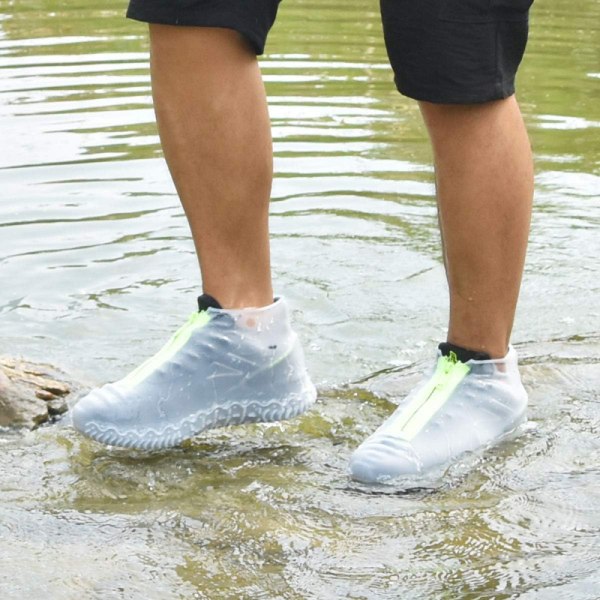 Uudelleenkäytettävät silikonivedenpitävät kengänsuojat - valkoiset, liukumattomalla r