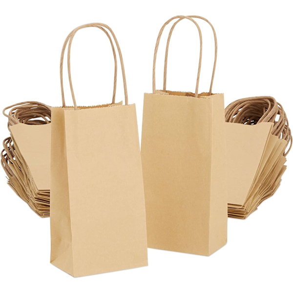 50 stk. Kraftpapir Gaveposer med Håndtag, 15*21*8
