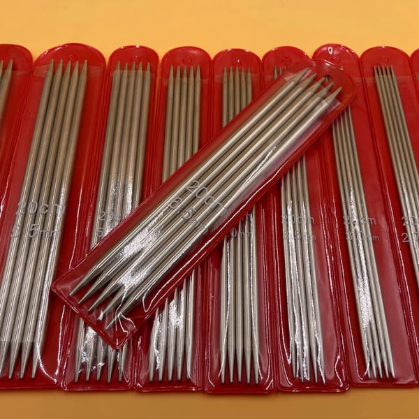 Dobbelt endte strikkepinner, 20 cm korte metallstrikkepinner,