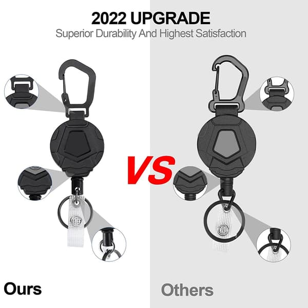 2-pack Retractable Key Chains, Heavy Duty Carabiner Badge Holder