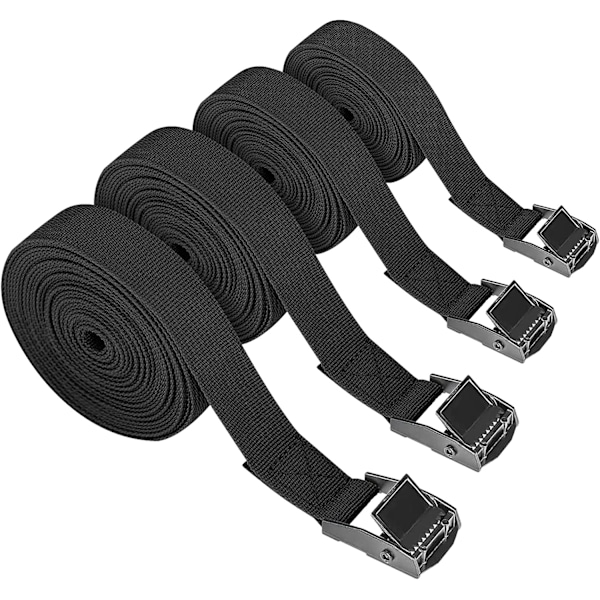 4 spændestropper 5m med spænde, 25mm strop, sort