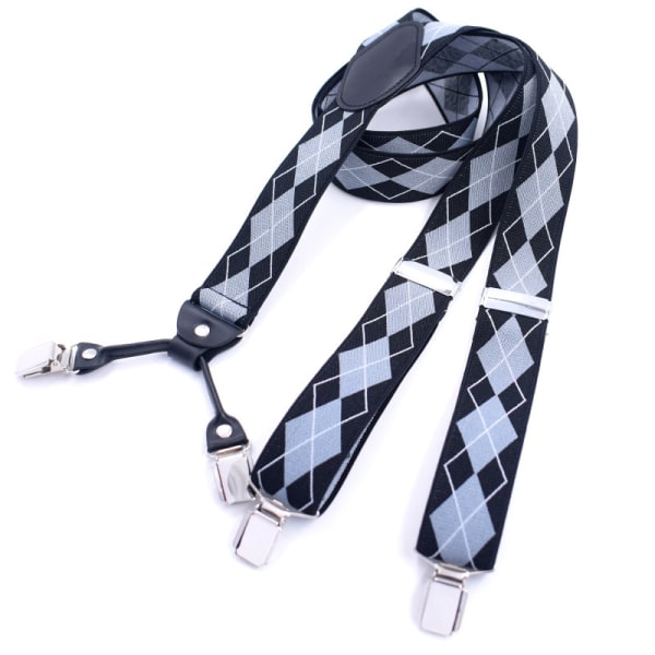 Brede herreseler med 4 clips i elastisk og justerbar Y-model D