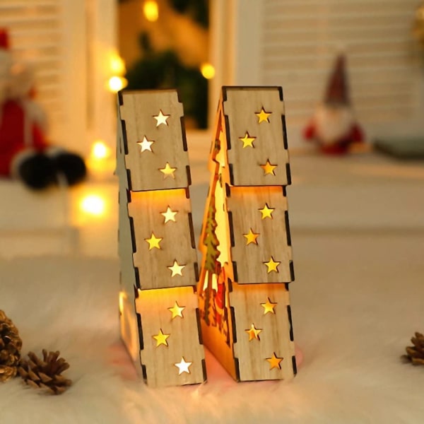 7,9 tommers tre mini juletre lysende lite hus Rus