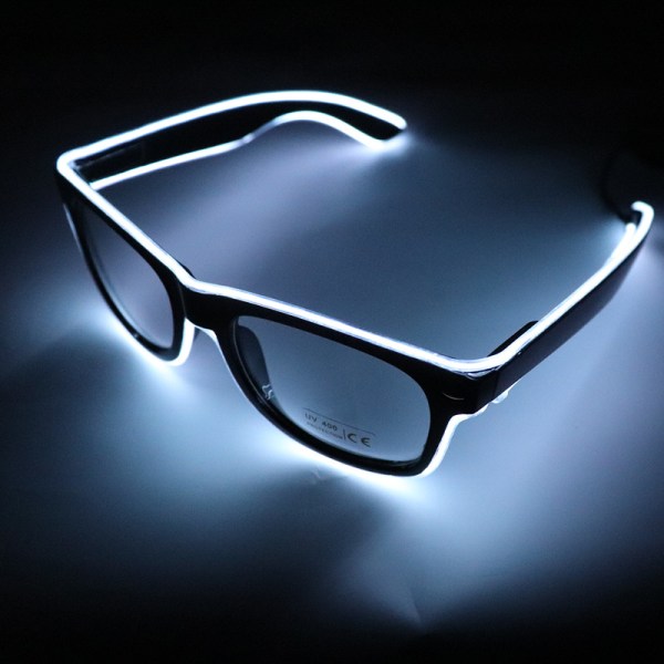 1 lys opp briller, blå 4 moduser LED briller EL tråd neon lys