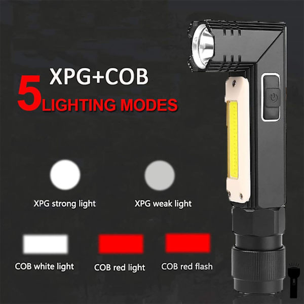 1000 Lux genopladelig LED lommelygte, mini lommelygte (5 tilstande),