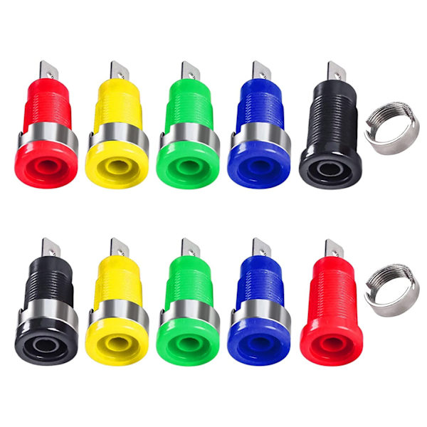 10 stk. Hun-Bananstikkontakt - 4mm Hun-Bananstikkontakt Bindingspost Adapter Panel/Chassis Loddetype