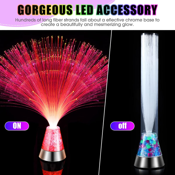 2 pakker LED fiberoptisk lampe Fargeskiftende fiberoptisk Cent