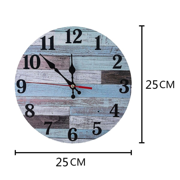 Trævægur Silent No Tick, Wood Grain Clock, 10"