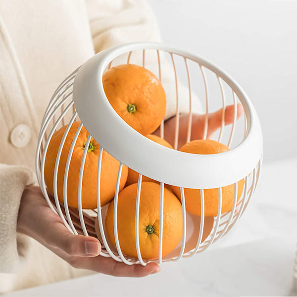 Vit - Metallfruktkorg - Fruktkorg - Snackförvaring - Deko