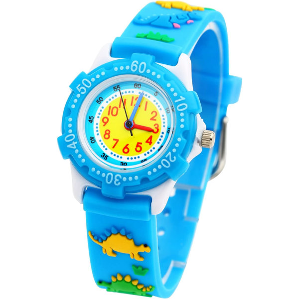 Kids Watch (Steel Case Blue Little Dinosaur), Waterproof 3D Cute