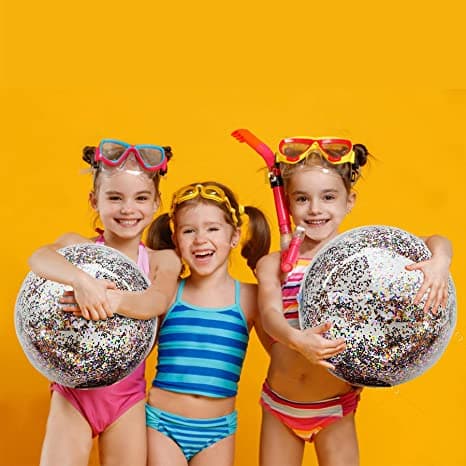 5-pack strandbollar Jumbo poolleksaker bollar jättekonfetti glitter