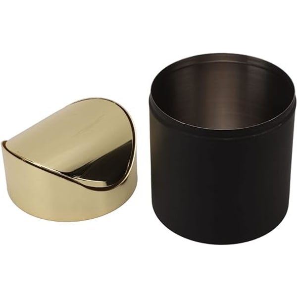 Bordplade skraldespand, mini rustfrit stål skraldespand med guld låg,