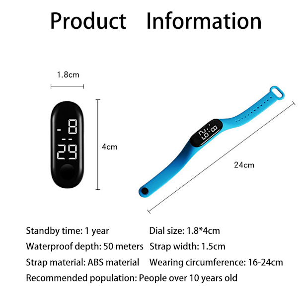 2-pack LED Digital Touch Screen Sportklockor 50 meter Vattentäta Silikonarmbandsklockor för Kvinnor Män (Red)