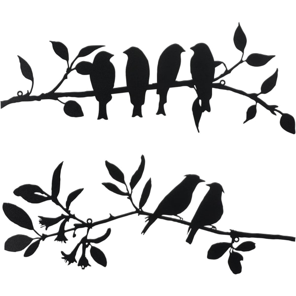 Kärleksfåglar på en gren Metallväggdekor Trädkonst Metallfågelgarde