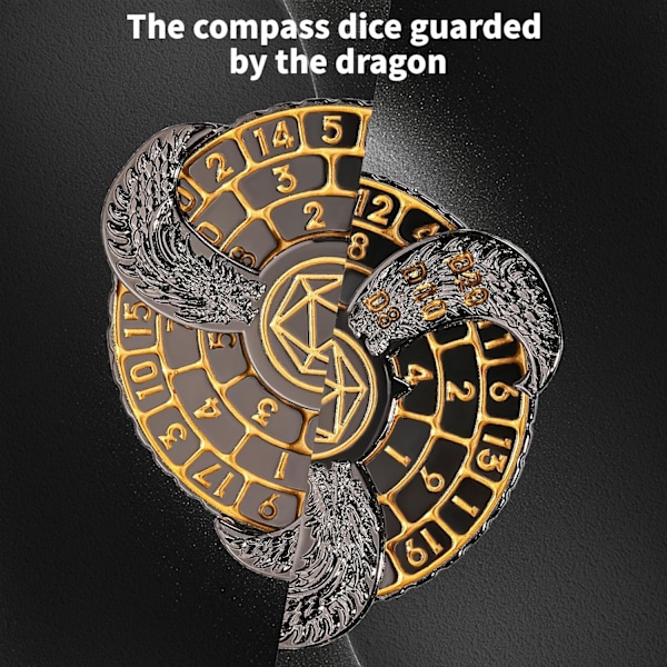 7 i 1 Fingertip Gyroskopisk DND Terninger Roulette (Sort og Guld)
