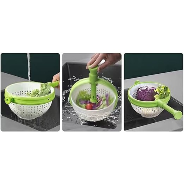 Salatslynge, manuell salatvasker og tørketrommel Pasta og pommes frites Spinner med roterende håndtak Rask og enkel multifunksjonell salatslynge for roterende sil