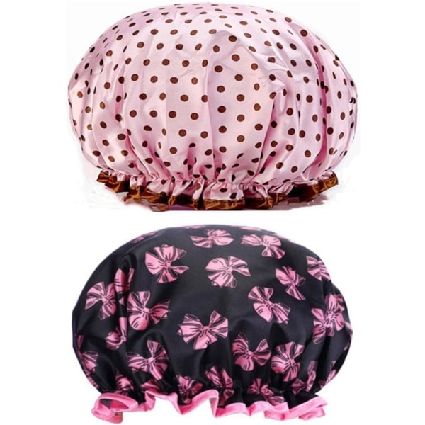 2 Pack Femmes Bonnet de Bain Réutilisables Double Couche Chapeau