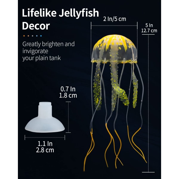 6 Akvariefisktank Glødende Maneter Dekorasjon Ornament